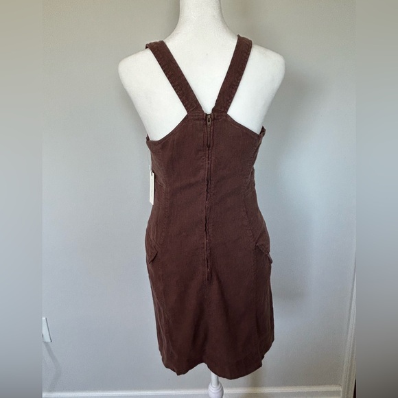 NWT Anthropologie dark brown square neck cargo dress linen blend size 10 - Picture 5 of 13